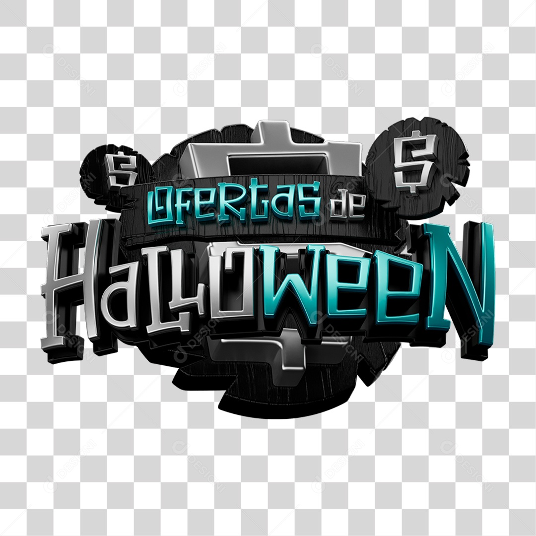 Selo 3D Ofertas de Halloween Para Composição PNG Transparente