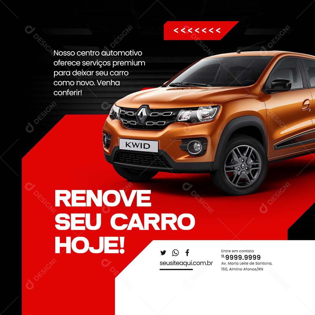 Oficina Mecânica Centro Automotivo Renove seu Carro Hoje Social Media PSD Editável