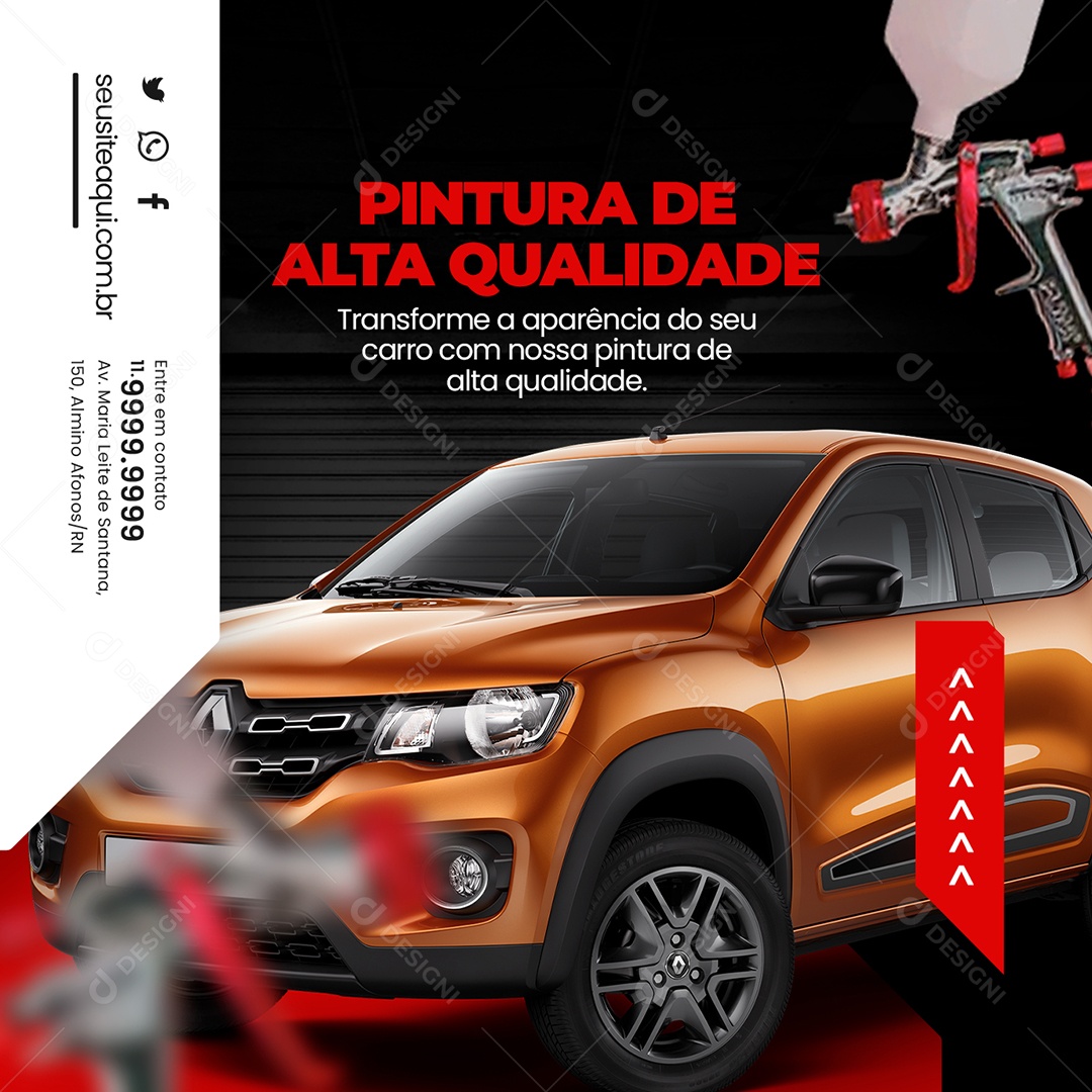 Oficina Mecânica Centro Automotivo Pintura de Alta Qualidade Transforme a Aparência do seu Carro com Nossa Pintura Social Media PSD Editável