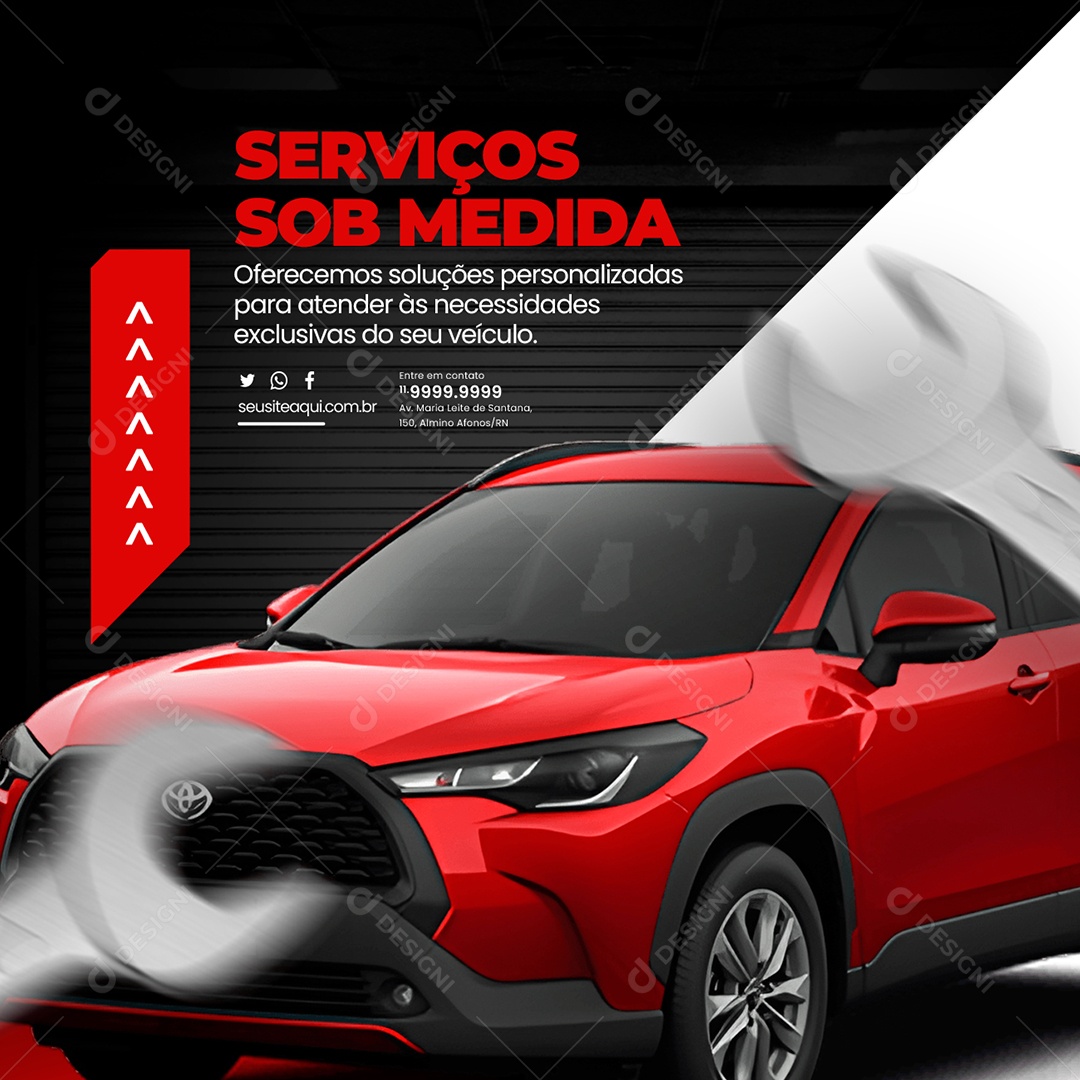 Oficina Mecânica Centro Automotivo Serviços Sob Medida Social Medida Social Media PSD Editável