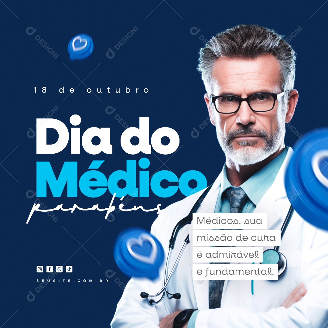 Parabéns Dia Do Médico 18 de Outubro Social Media PSD Editável