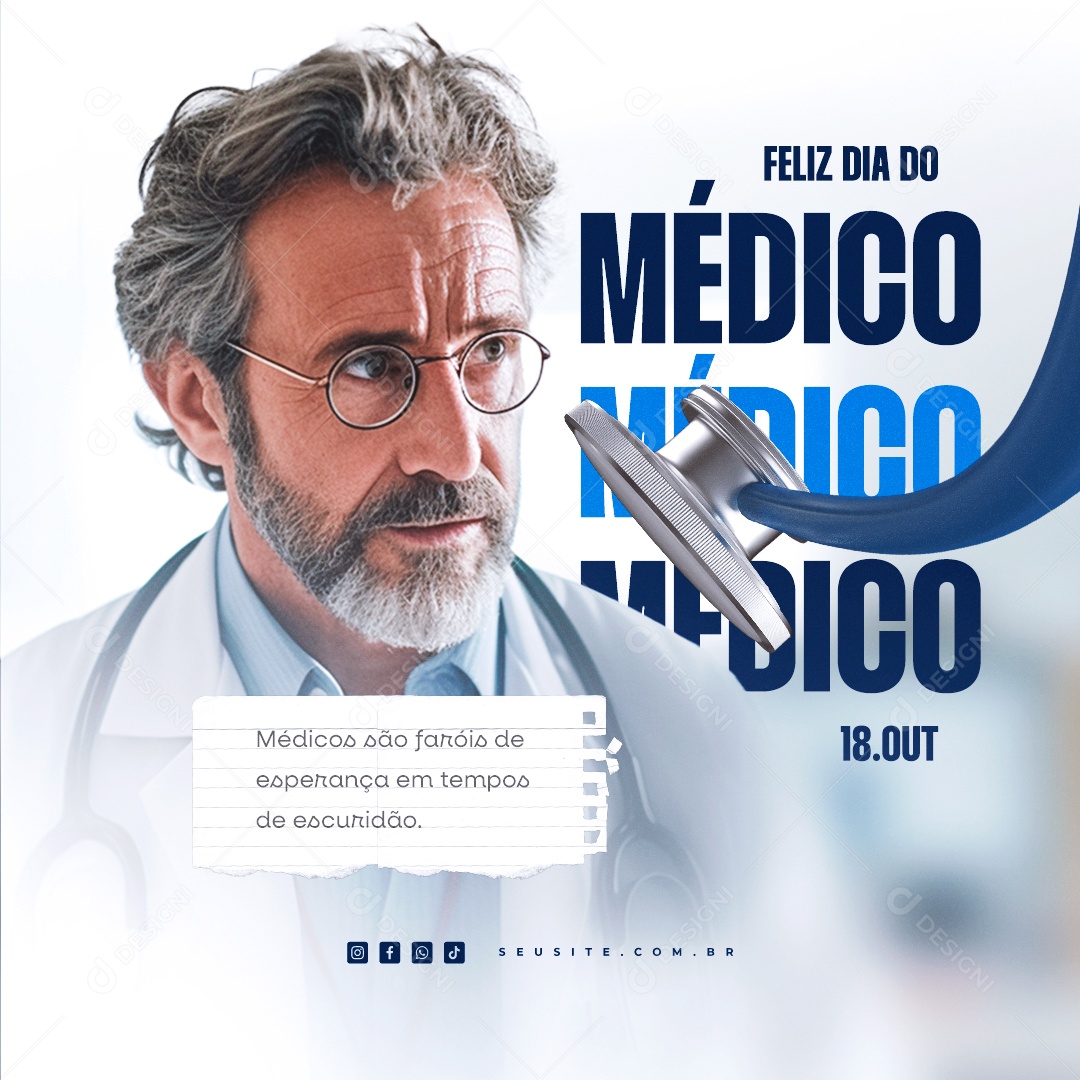 Feliz Dia Do Médico 18 de Outubro Social Media PSD Editável