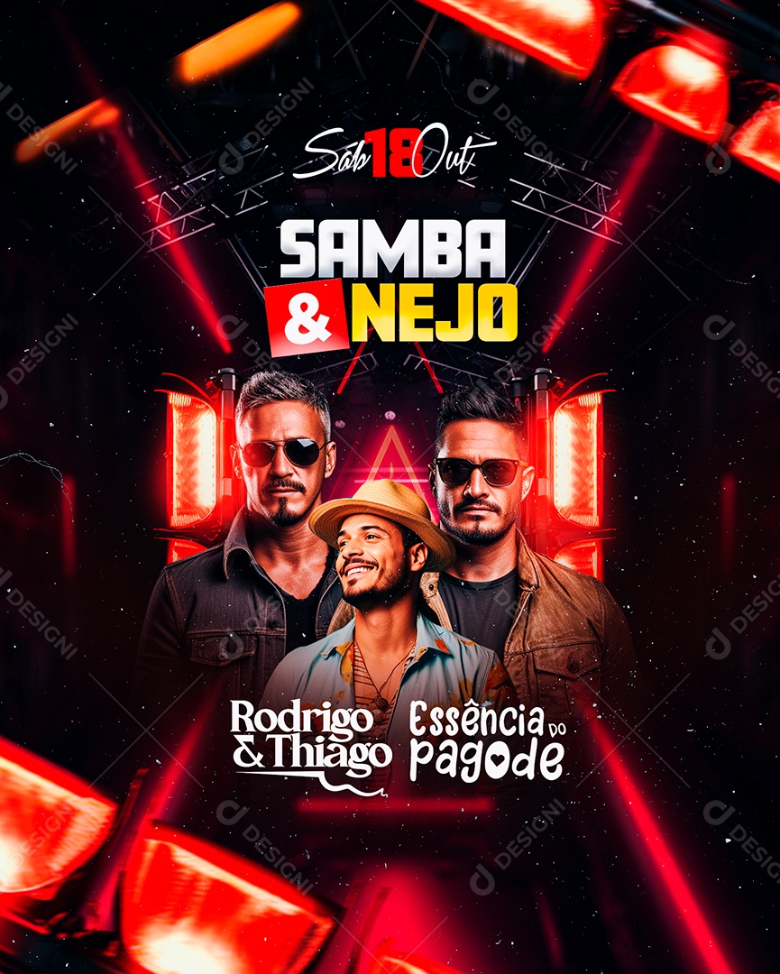 Flyer Samba & Nejo Rodrigo & Thiago Essência do Pagode Social Media PSD Editável