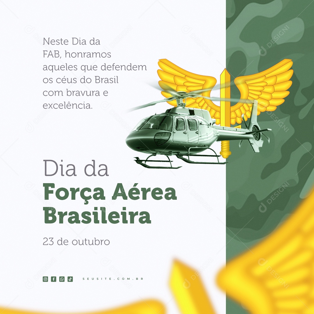 Dia Da Força Aérea Brasileira 23 De Outubro Social Media PSD Editável