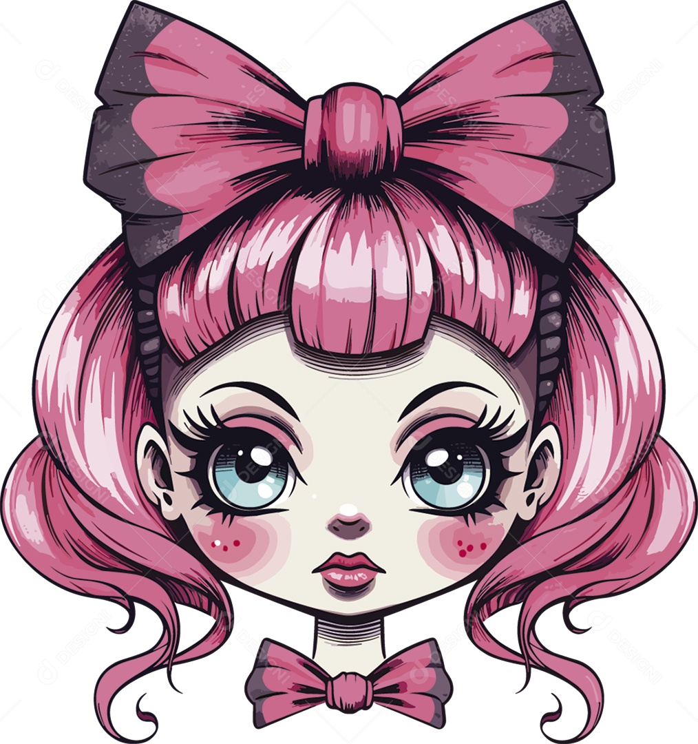 linda garota com personagem de design de cabelo rosa estilo muamba 2151638  Vetor no Vecteezy