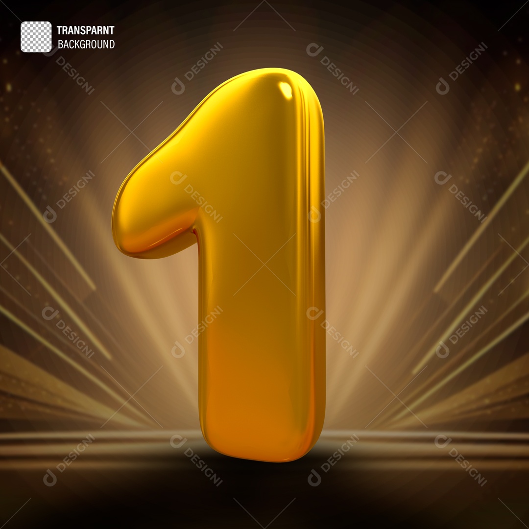 Number 1 Gold 3D Element for PS Composition