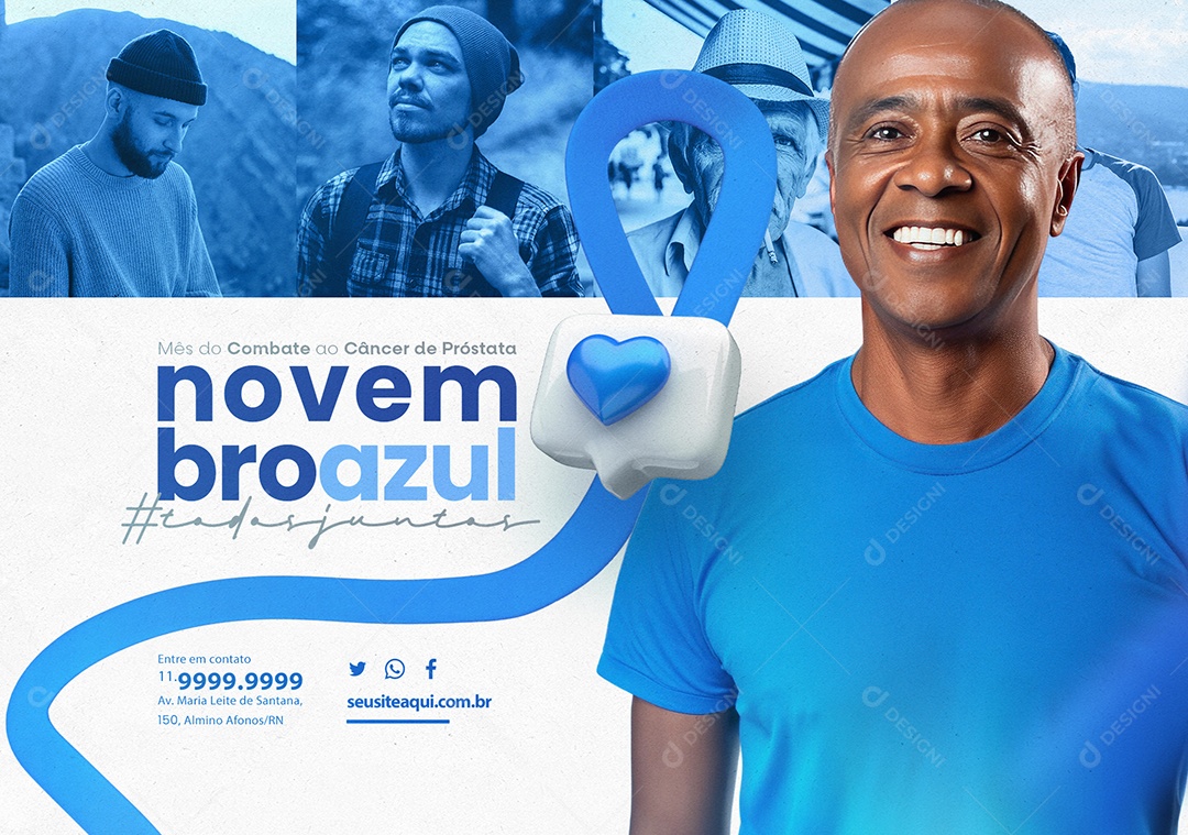 Banner Novembro Azul Prefeitura Todos Juntos Mês do Combate ao Câncer de Próstata Social Media PSD Editável