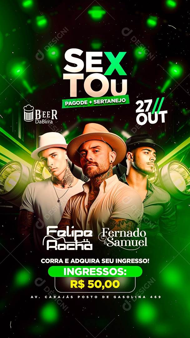 Story Flyer Sextou Pagode Sertanejo Felipe Rocha Fernando & Samuel Social Media PSD Editável