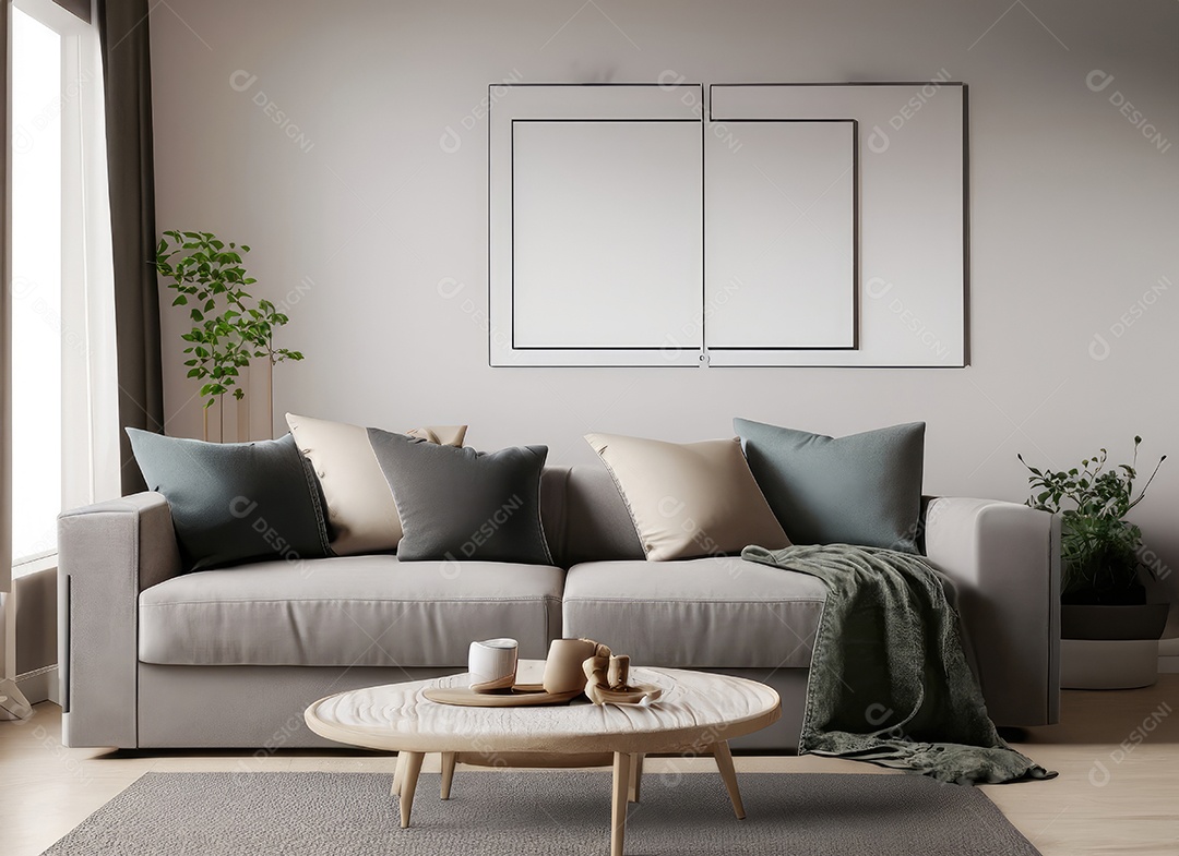Design de interiores de sala de estar de estilo moderno minimalista