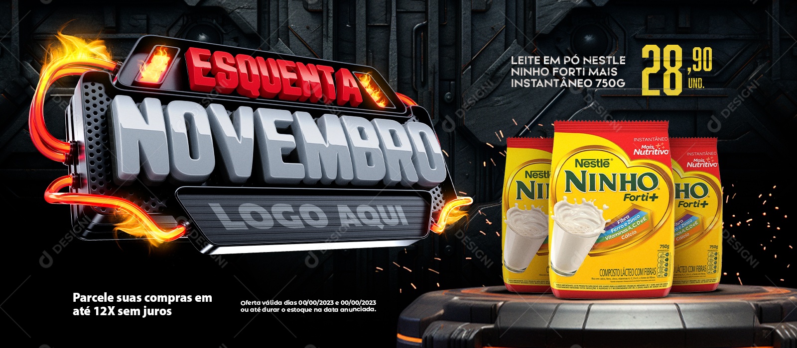 Banner Esquenta Novembro Salgadinho Leite Em Pó Nestle Ninho Supermercado Social Media PSD Editável