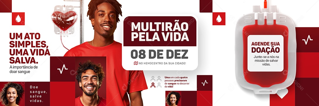 Campanha Publicitaria Doe Sangue Um Ato Simples Uma Vida Salva Multirão Pela Vida Carrossel Social Media PSD Editável