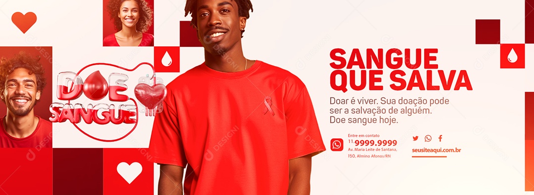 Campanha Publicitaria Doe Sangue Web Banner Sangue Que Salva Social Media PSD Editável