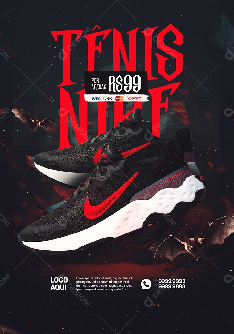 Loja de Tênis Halloween Tênis Nike Social Media PSD Editável