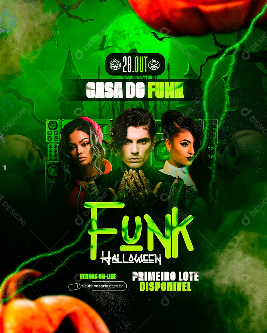 Flyer Halloween Casa Do Funk Social Media PSD Editável