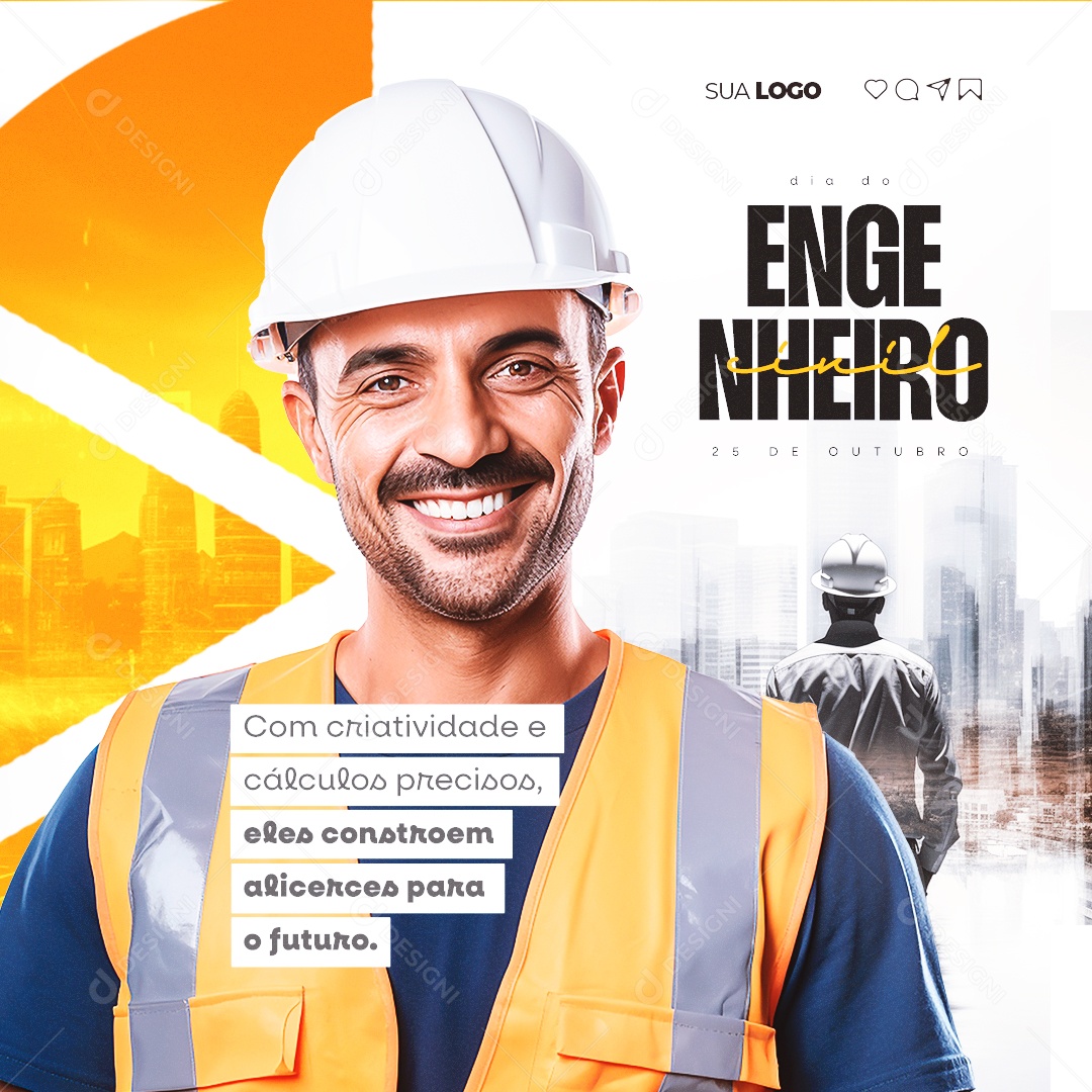 Social Media Civil Engineer's Day October 25th Editable PSD