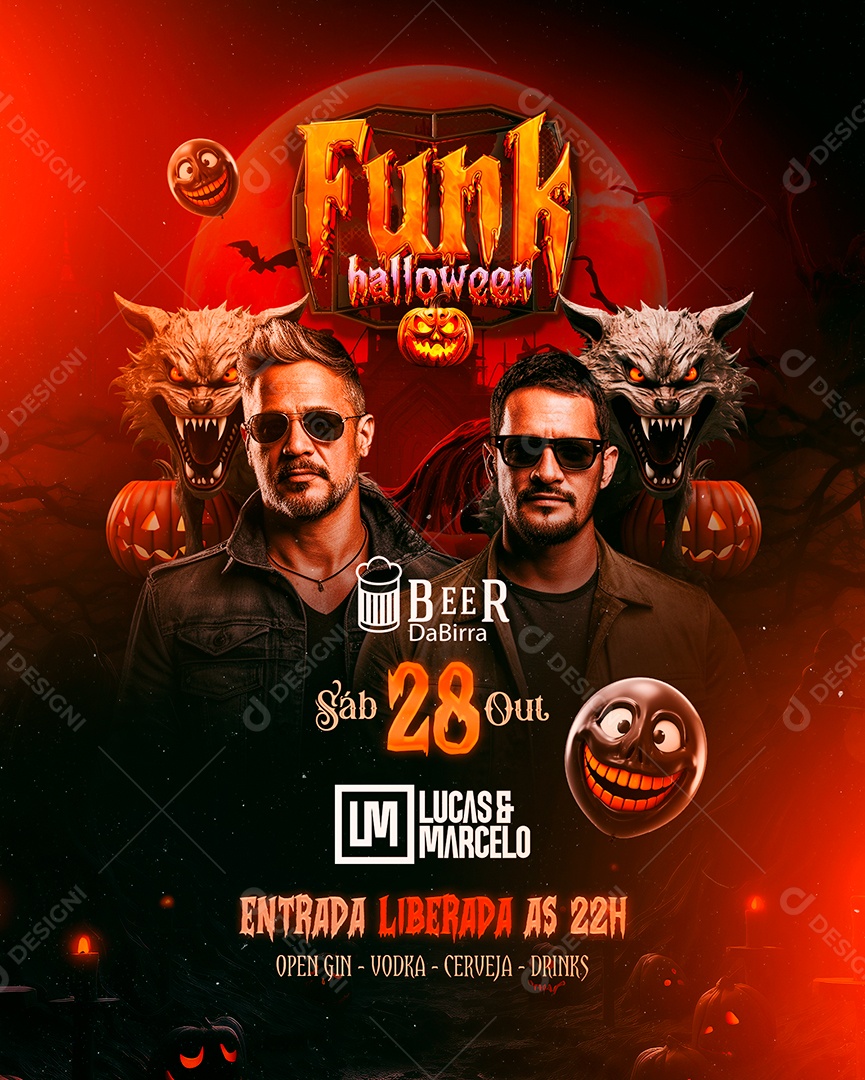 Funk Halloween Flyer Lucas & Marcelo Social Media PSD Editável