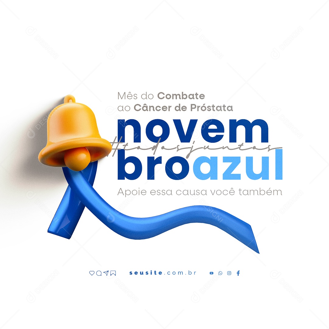 Novembro Azul Mês do Combate ao Câncer de Próstata Social Media PSD Editável