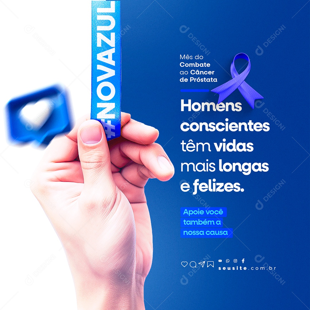 Novembro Azul Mês do Combate ao Câncer de Próstata Social Media PSD Editável