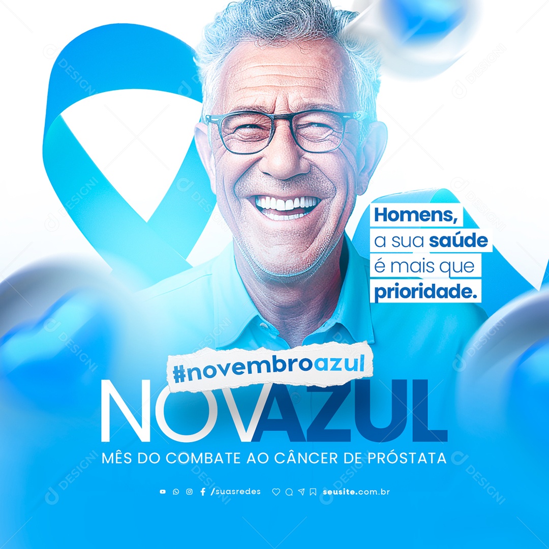 Novembro Azul Mês do Combate ao Câncer de Próstata Social Media PSD Editável