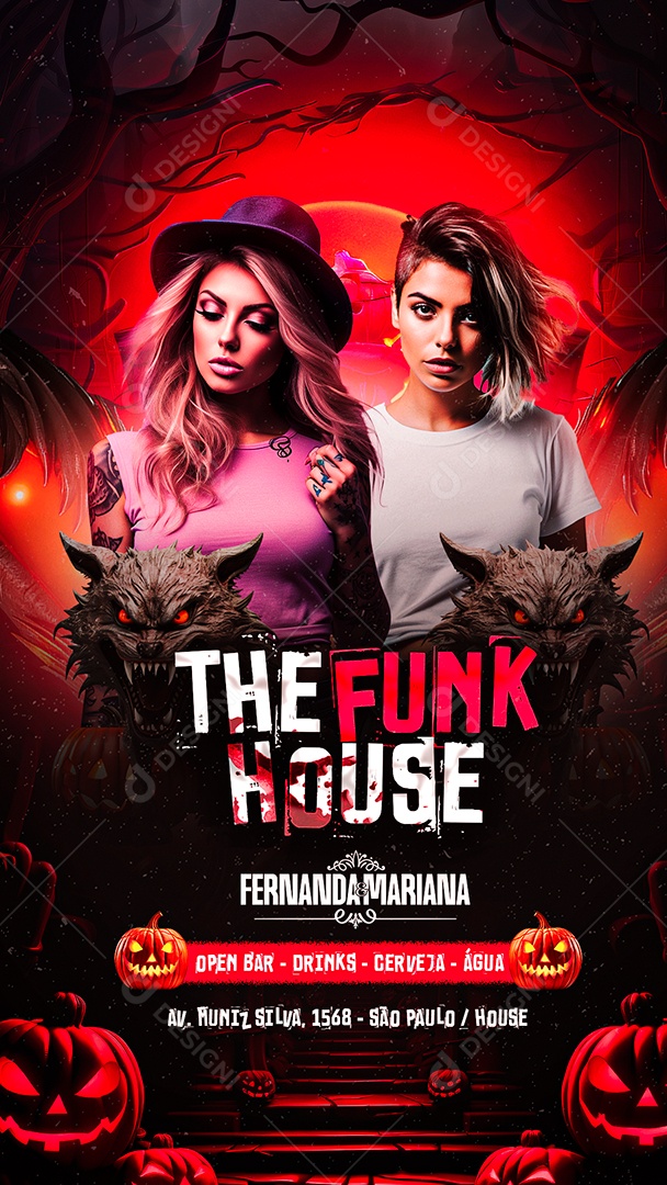 Story Flyer Halloween The Funk House Fernanda & Mariana Social Media PSD Editável