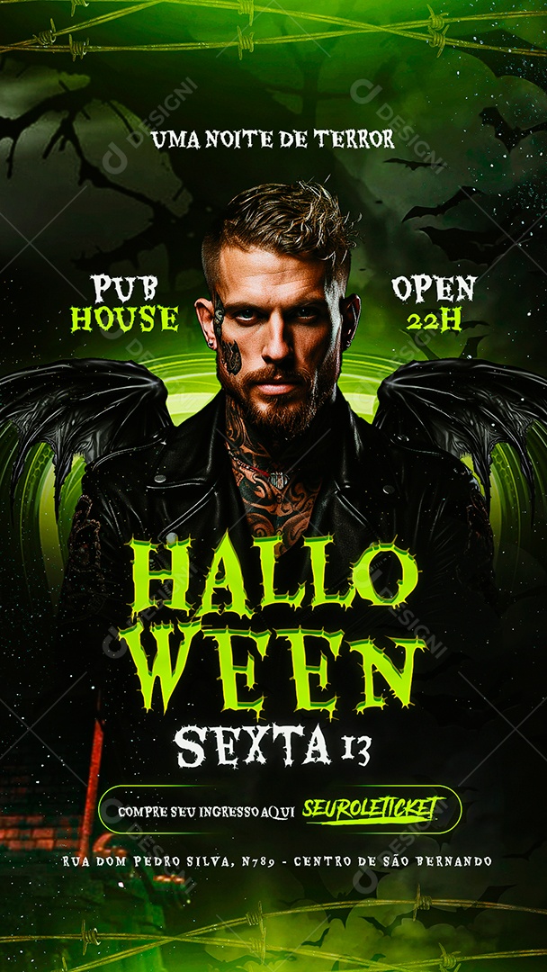 Story Flyer Halloween Sexta 13 Uma Noite de Terror Social Media PSD Editável