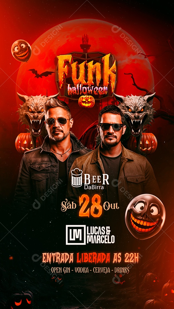 Story Flyer Funk Halloween Lucas & Marcelo Social Media PSD Editável