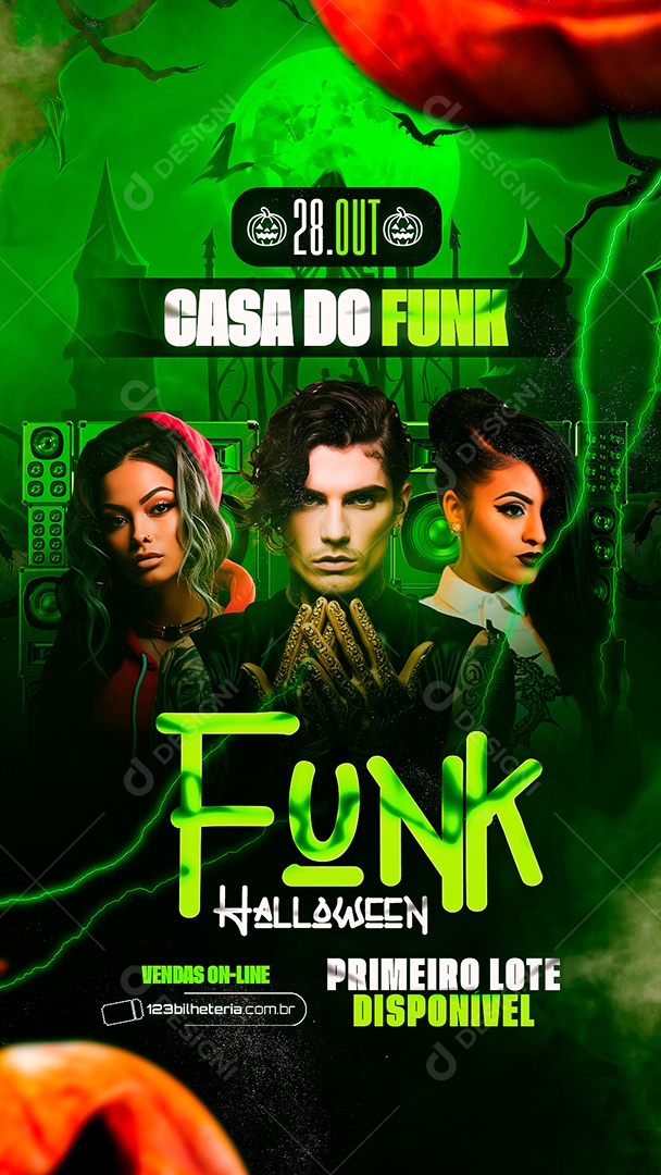 Story Flyer Halloween Casa Do Funk Social Media PSD Editável