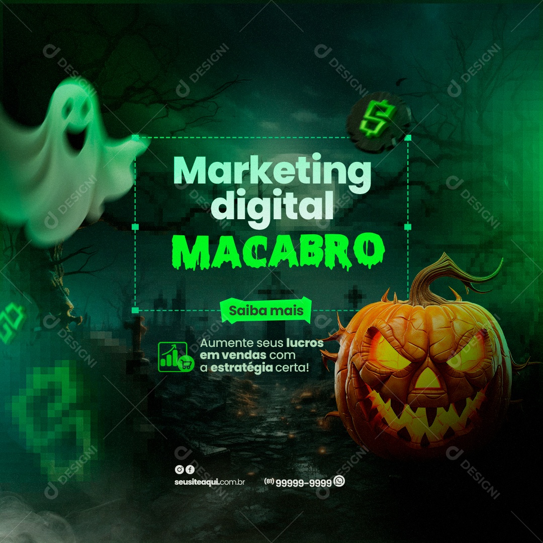 Marketing Digital Halloween Macabro Social Media PSD Editável