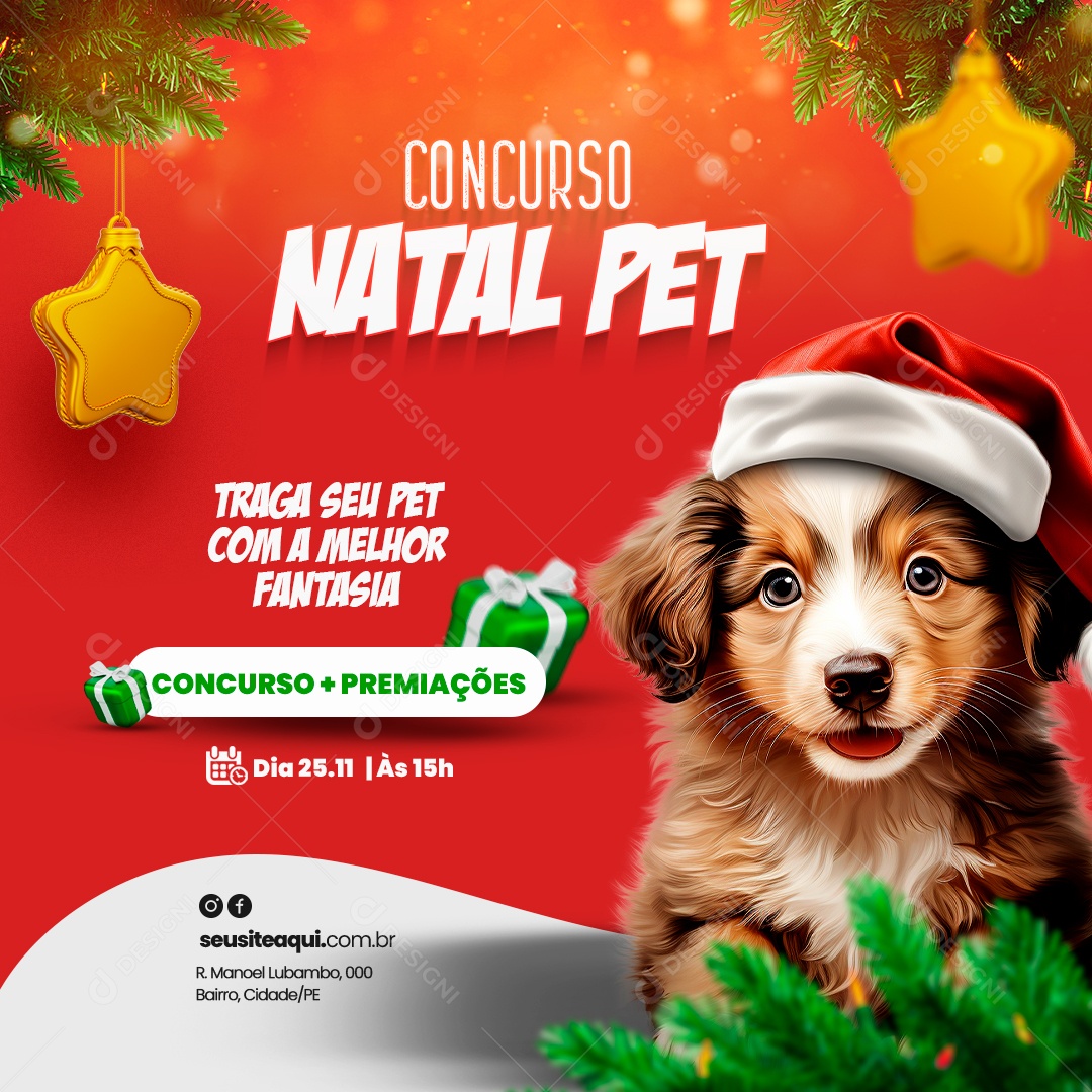 Concurso Natal Pet Traga seu Pet com a Melhor Fantasia Social Media PSD Editável