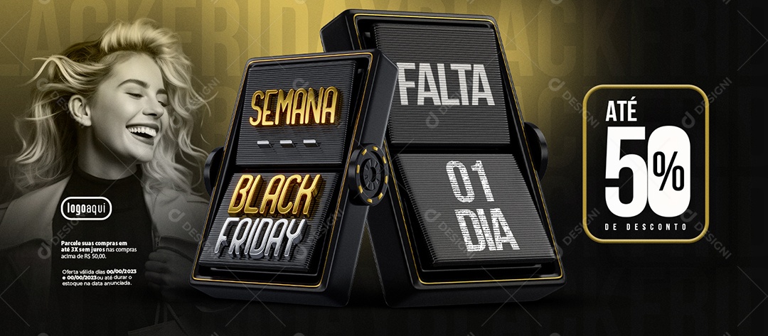 Banner Semana Black Friday Até 50% De Desconto Loja Social Media PSD Editável