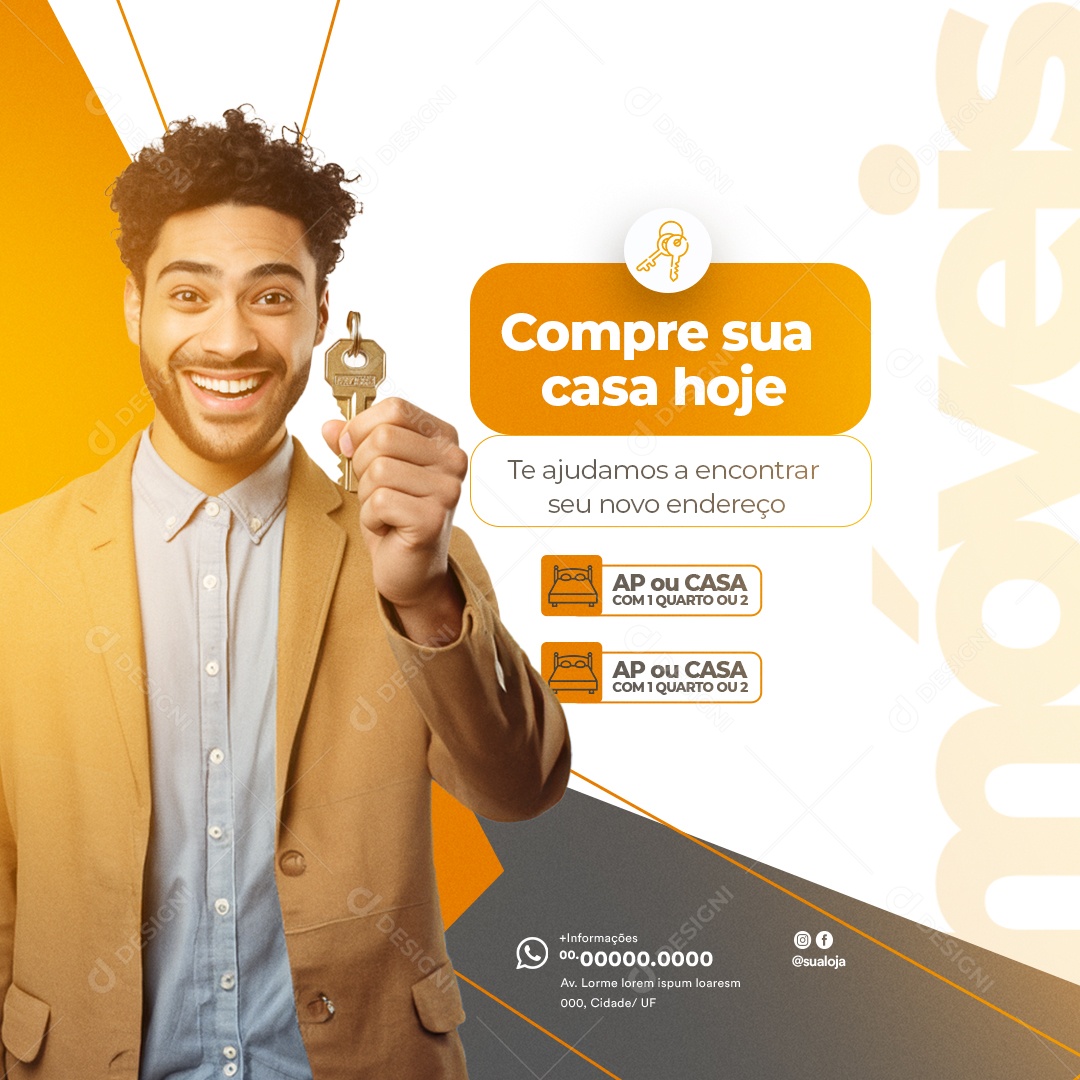 Imobiliária Compre sua Casa Hoje Social Media PSD Editável