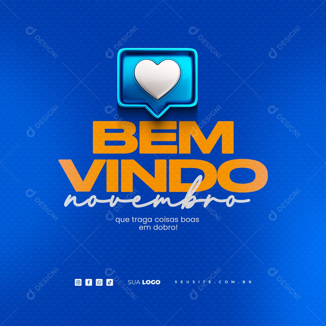 Bem Vindo Novembro Que Traga Coisas Boas em Dobro Social Media PSD Editável