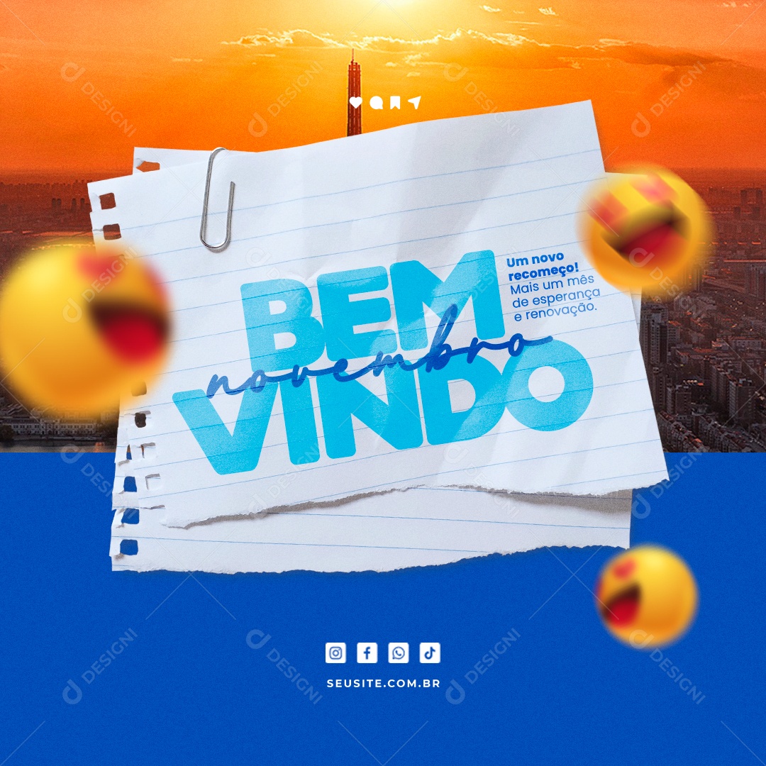 Bem Vindo Novembro Um Novo Recomeço Mais um Mês de Esperança Social Media PSD Editável