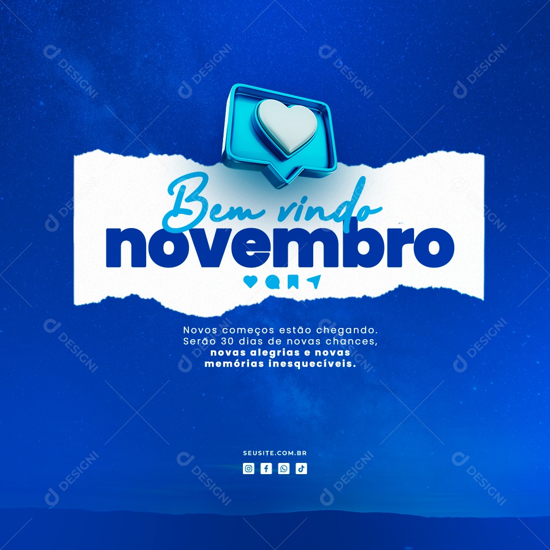 Bem Vindo Novembro Novos Começos Estão Chegando Serão 30 Dias Social Media PSD Editável