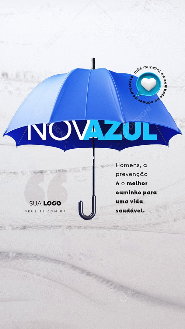 Story Novembro Azul Homens a Prevenção é o Melhor Caminho para uma Vida Saudável Social Media PSD Editável