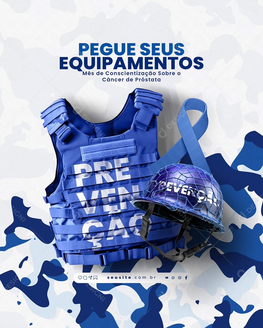 Campanha Publicitária Flyer Soldados da Saúde Masculina Mês de Conscientização Sobre o Câncer de Próstata Social Media PSD Editável