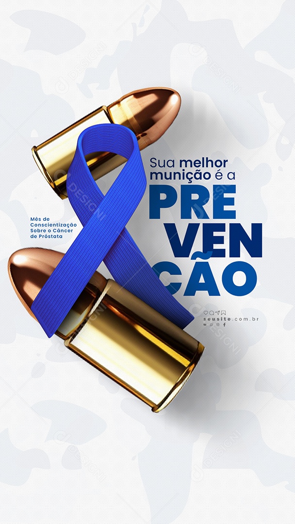 Campanha Publicitária Story Soldados da Saúde Masculina Sua Melhor Munição é a Prevenção Social Media PSD Editável