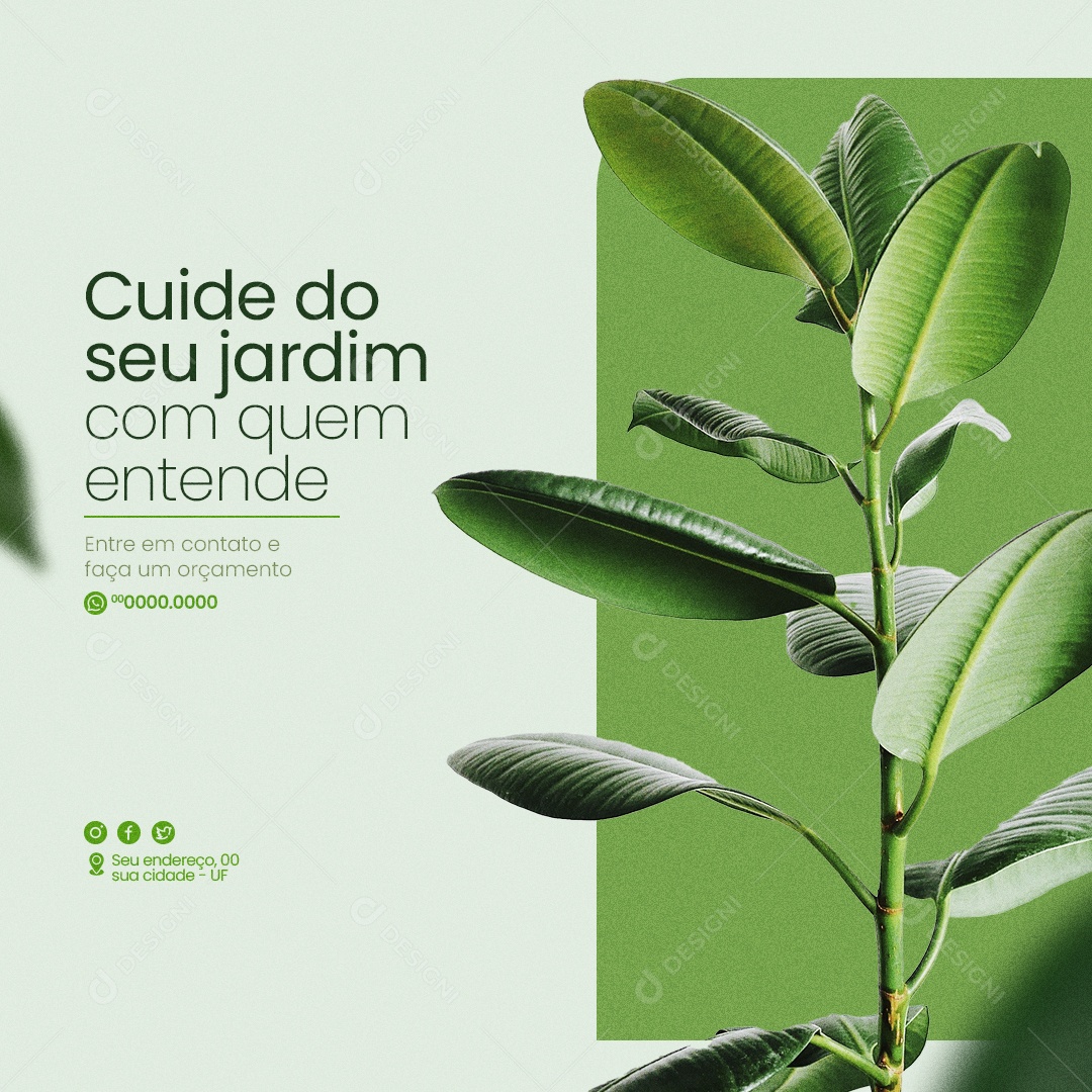 Jardineiro Cuide do seu Jardim com Quem Entende Social Media PSD Editável