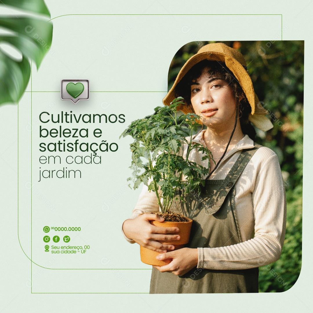 Jardineiro Cultivamos Beleza e Satisfação em Cada Jardim Social Media PSD Editável