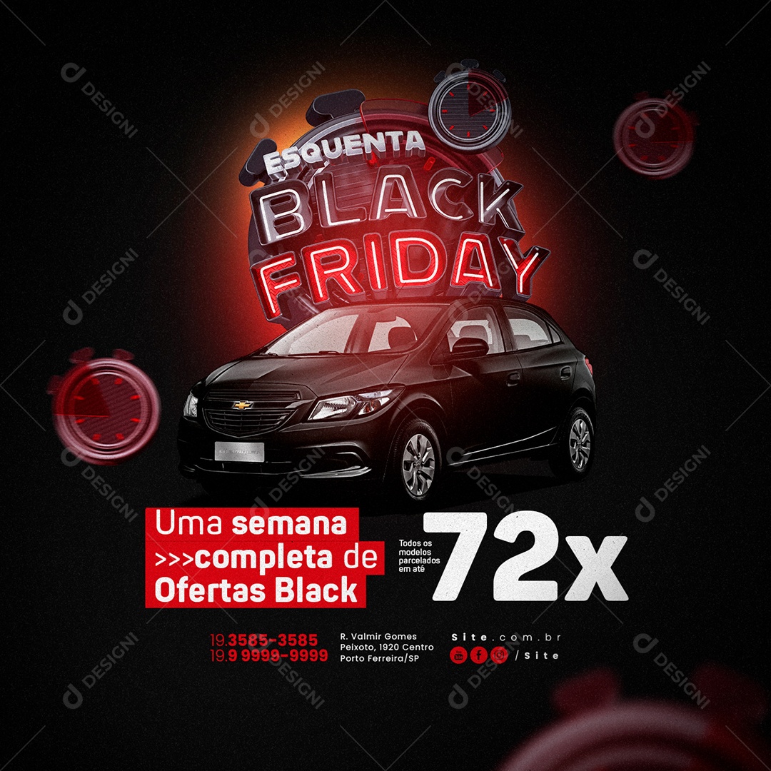 Esquenta Black Friday Concessionária Uma Semana Completa de Ofertas Black Social Media PSD Editável