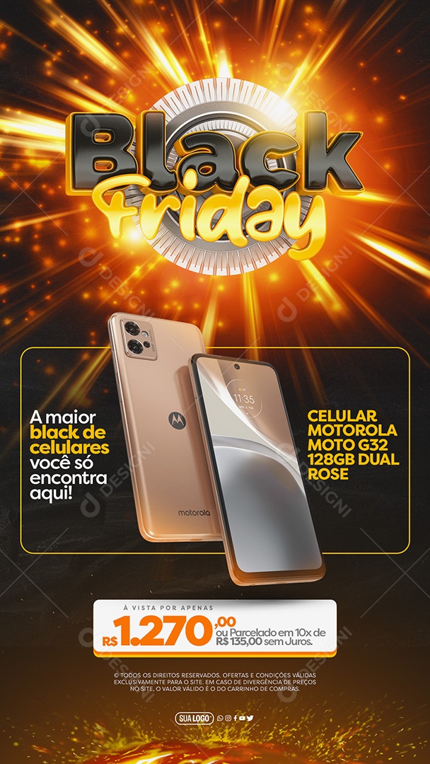 Black Friday Celular Motorola Moto G32 Social Media PSD Editável