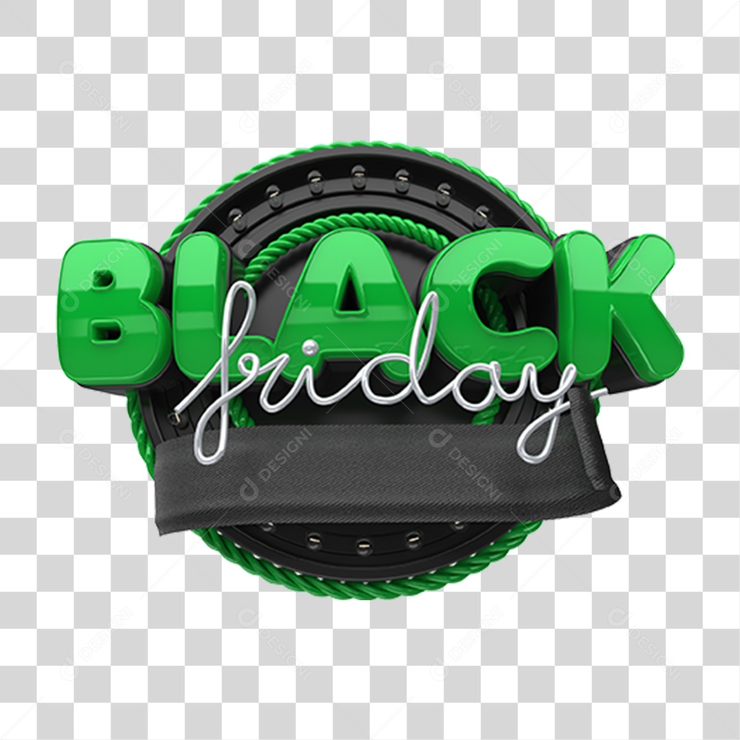 Black Friday Selo 3D para Composição PNG Transparente