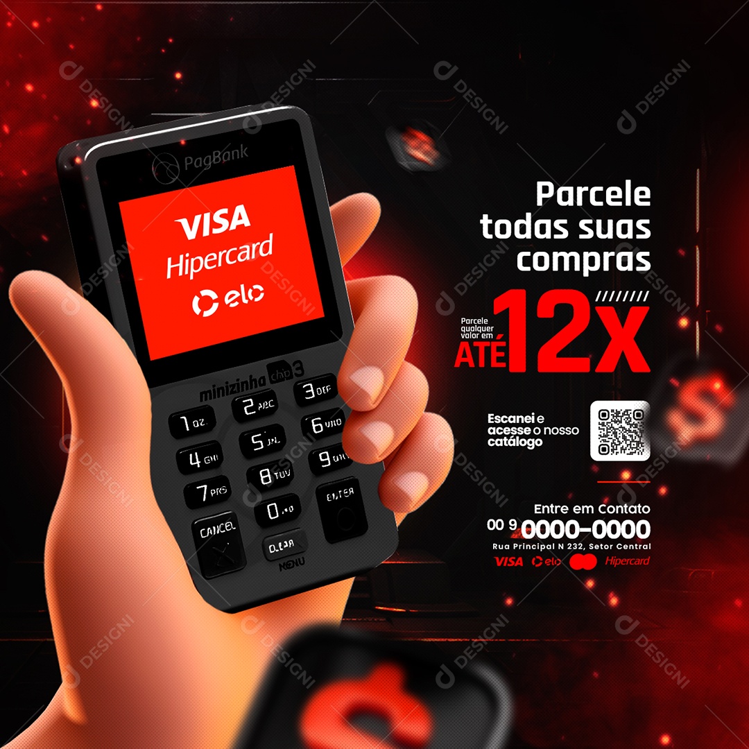 Campanha Publicitaria Black Novembro Parcele Todas suas Compras 12x Supermercado Social Media PSD Editável