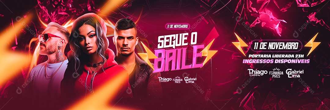 Flyer Carrossel Segue o Baile Thiago Cunha Fernanda Pires Gabriel Lima Soical Media  PSD Editável