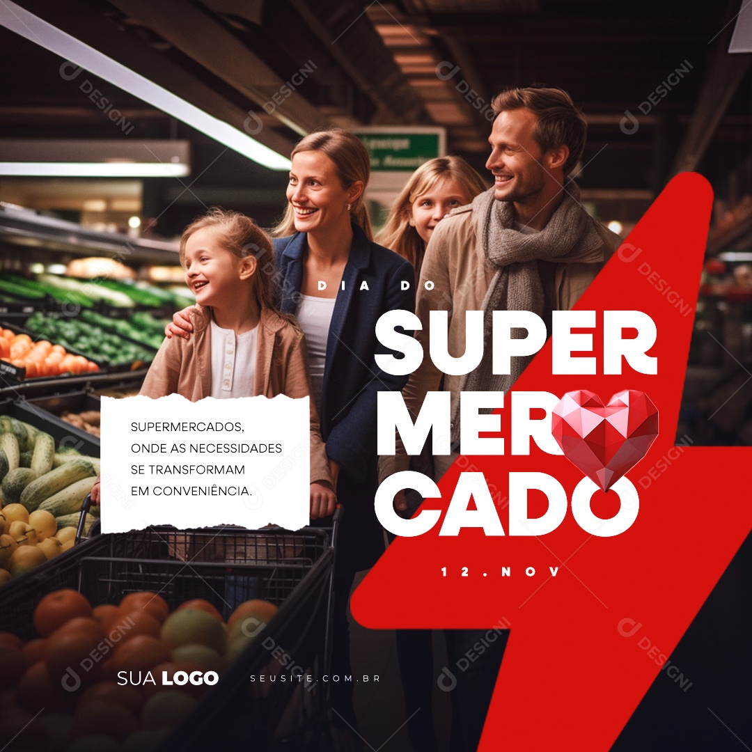 Dia Do Supermercado Onde as Necessidades se Transformam em Conveniência Social Media PSD Editável