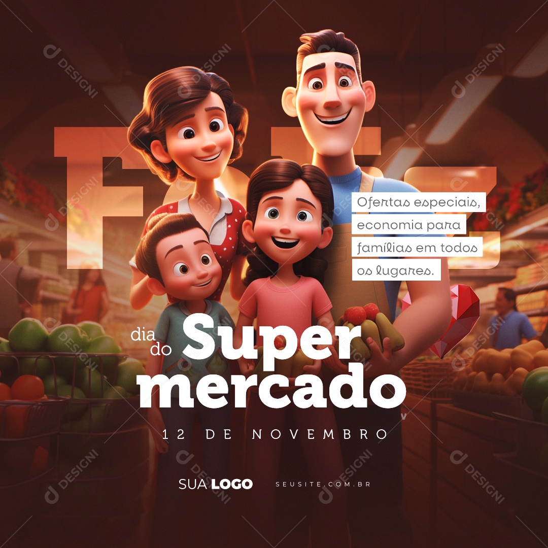 Social Media Dia Do Supermercado 12 De Novembro PSD Editável