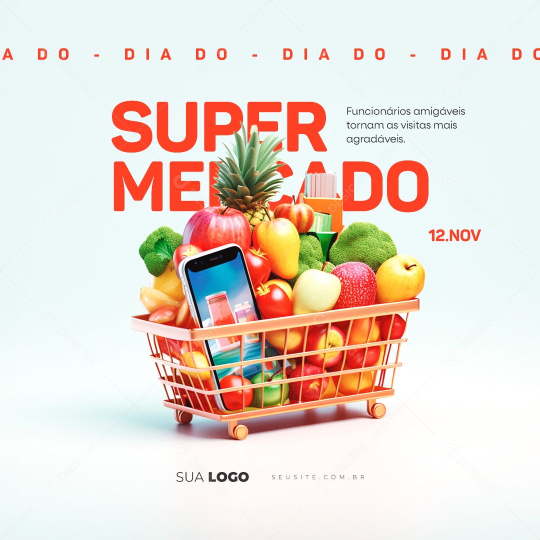 Dia Do Supermercado 12 de Novembro Social Media PSD Editável