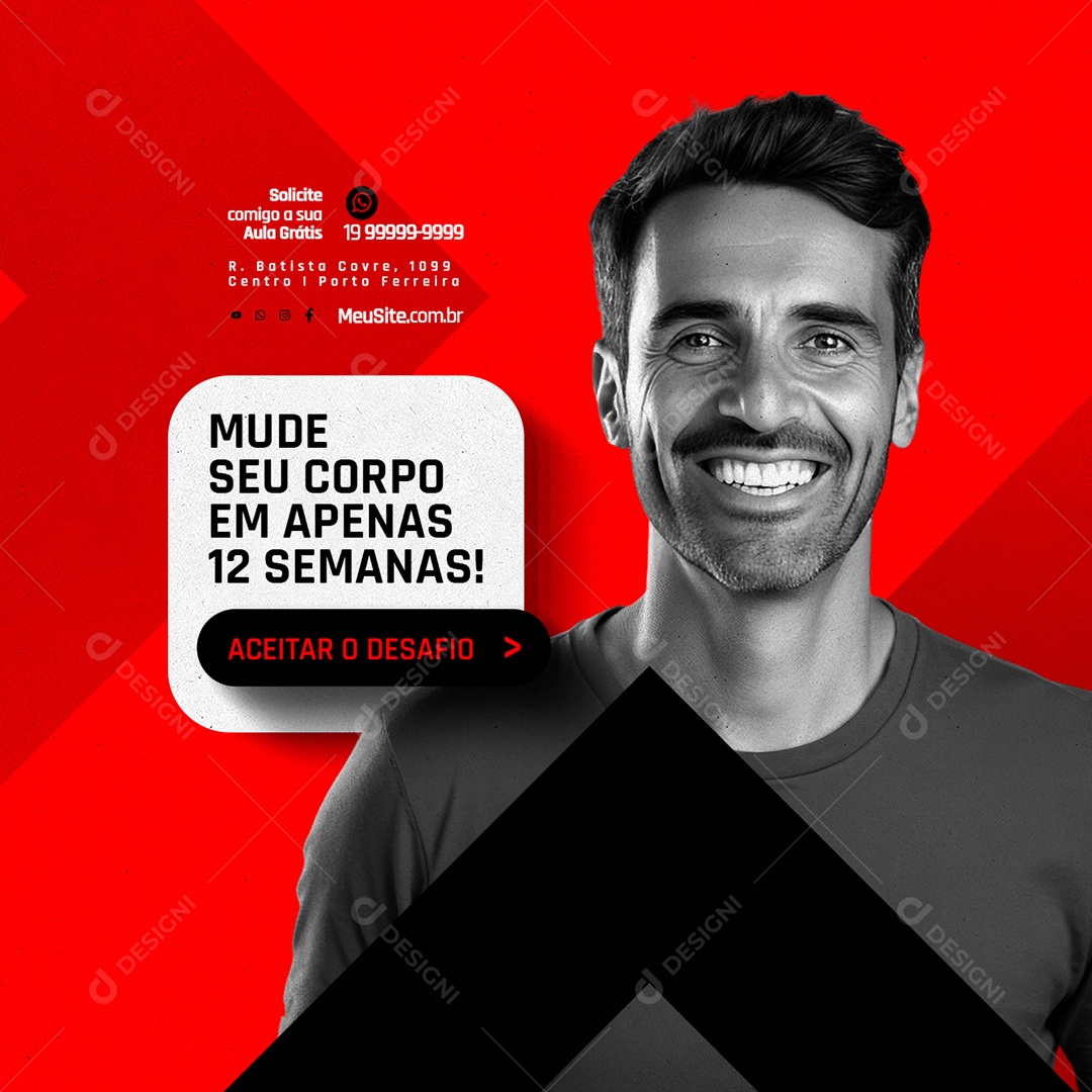 Academia Personal Trainer Mude seu Corpo em Apenas 12 Semanas Social Media PSD Editável