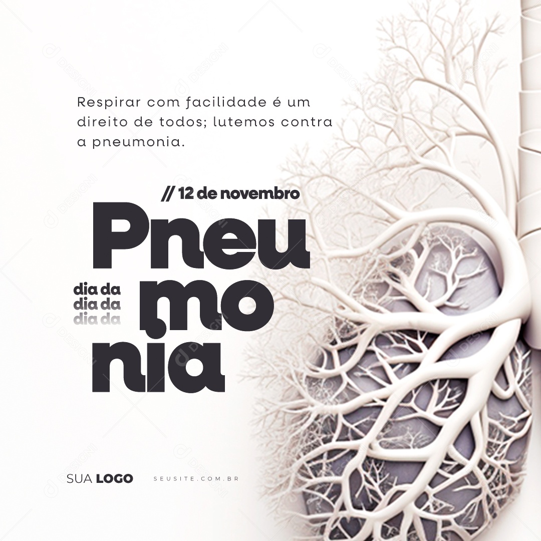 Dia Mundial da Pneumonia 12 de Novembro Social Media PSD Editável