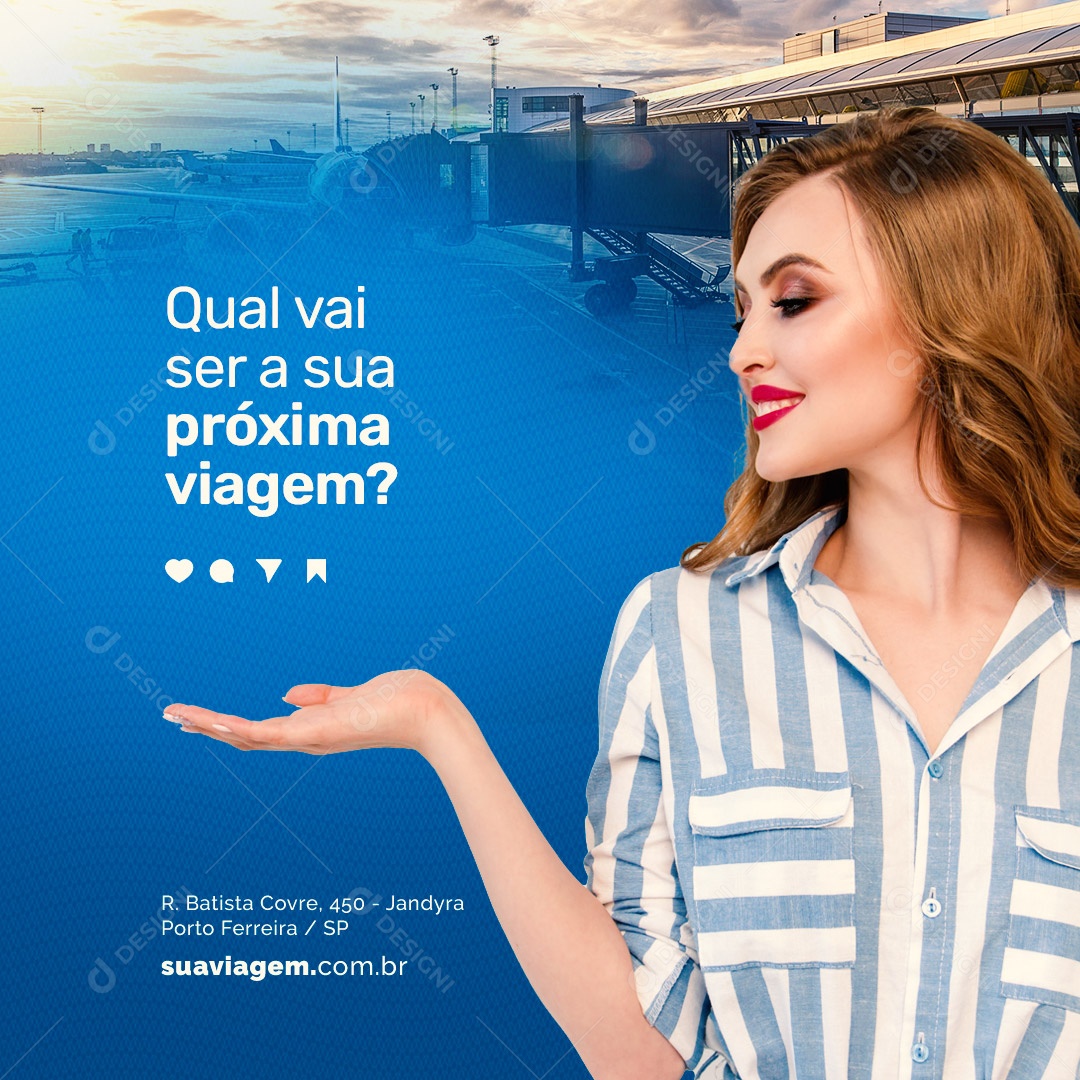 Social Media Agência de Viagens Qual vai Ser a Sua Próxima Viagem PSD Editável